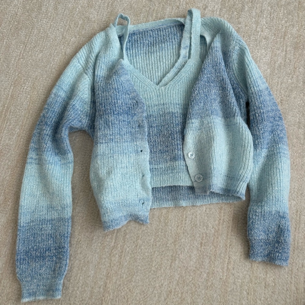 Blue tank and cardigan set